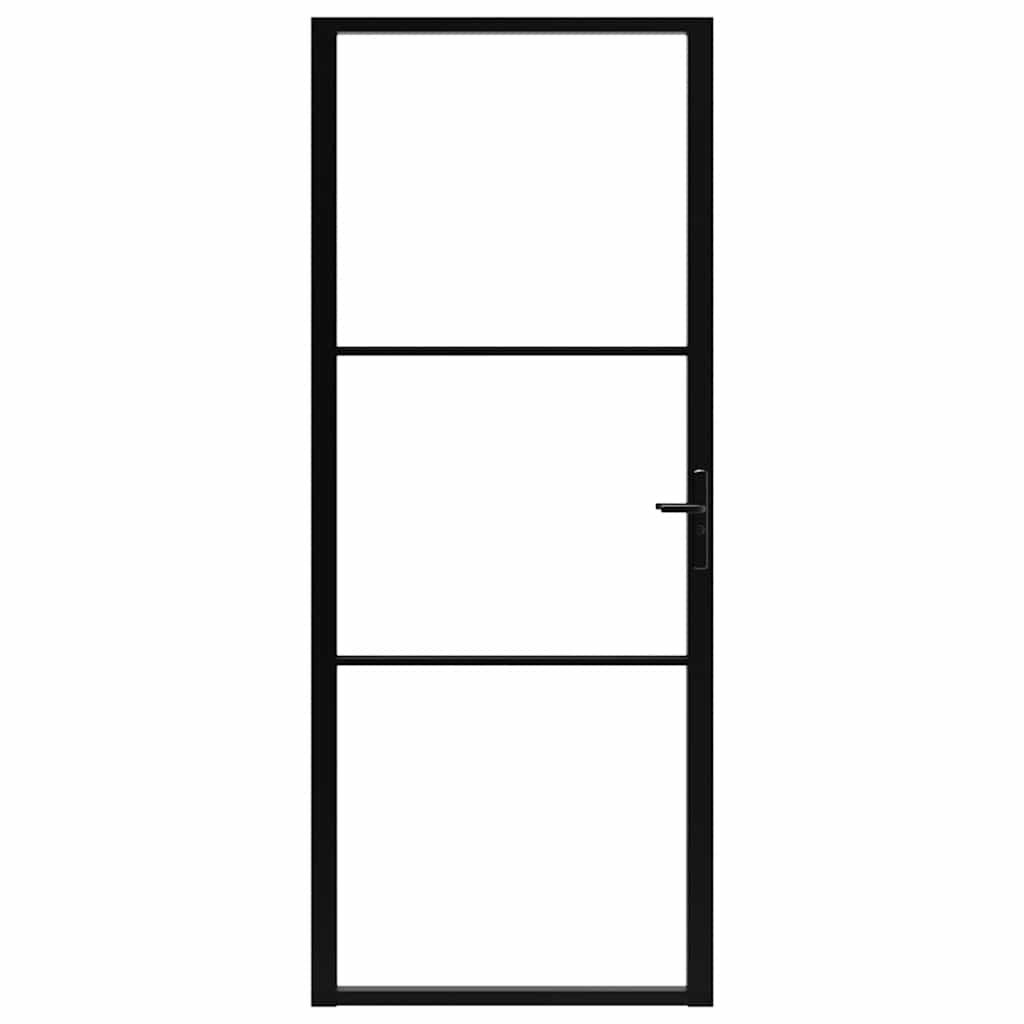 Drzwi wewnętrzne 93x201,5 cm szkło hartowane aluminium czarne