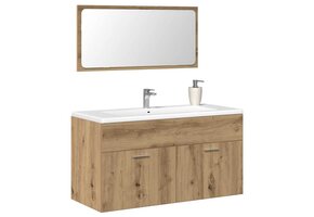 vidaXL Badkamerkast met Spiegel: 30% Korting op Houten Kast - Artisanaal Eiken