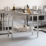 VidaXL Keukenwerktafel RVS met Spatscherm - 110x55x93 cm - 55% Korting!