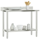 VidaXL Keukenwerktafel RVS met Spatscherm - 110x55x93 cm - 55% Korting!