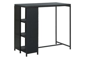 vidaXL Bartafel met Opbergrek - 120x60x110 cm Poly Rattan Zwart | 64% Korting!