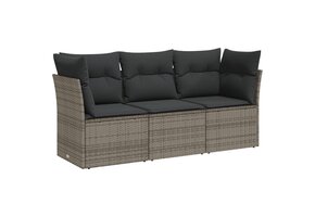 vidaXL 3-delige Loungeset Poly Rattan Grijs - 30% Korting!