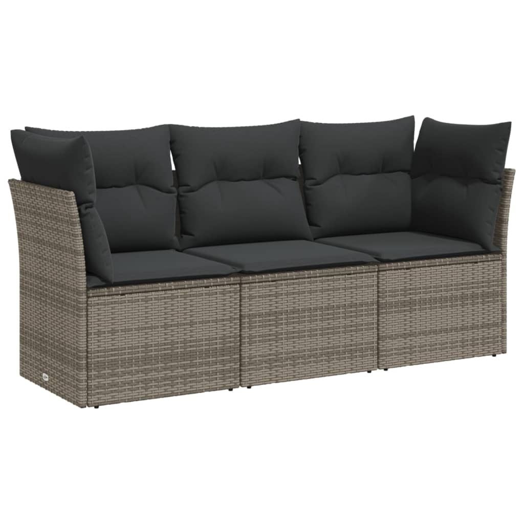 vidaXL 3-delige Loungeset Poly Rattan Grijs - 30% Korting!
