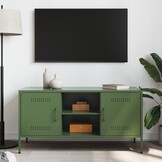vidaXL TV-meubel 100,5x39x50,5 cm Staal Olijfgroen | 60% Korting
