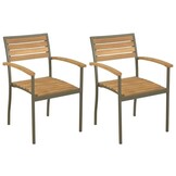 vidaXL Stapelbare Tuinstoelen 2-pack: Massief Acaciahout & Staal (55% korting)