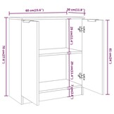 vidaXL Dressoir 60x30x70cm - 60% Korting! (Bewerkt Hout, Hoogglans Wit)