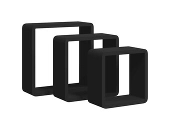 vidaXL Wandschappen Kubus 3 Stuks MDF Zwart - 55% Korting!