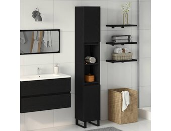 vidaXL Badkamerkast Zwart Eiken - 30x30x190 cm - 35% Korting