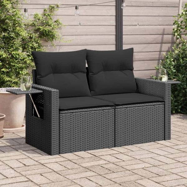 vidaXL Tuinbank 2-zits Poly Rattan Zwart - 35% Korting