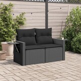 vidaXL Tuinbank 2-zits Poly Rattan Zwart - 35% Korting