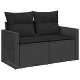 vidaXL Tuinbank 2-zits Poly Rattan Zwart - 35% Korting