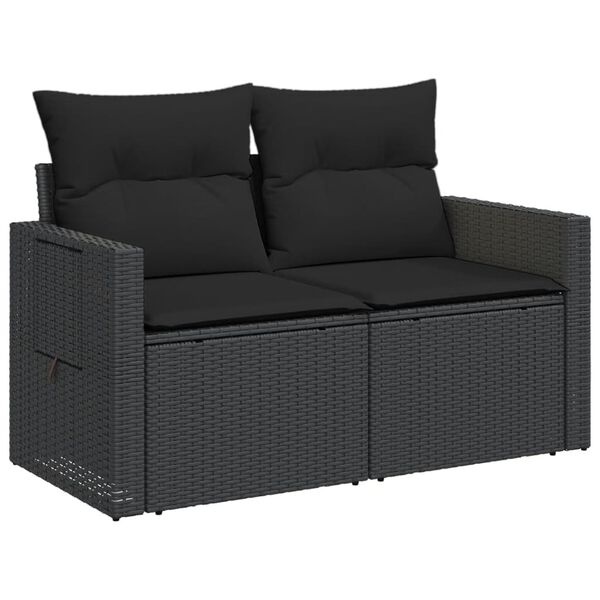 vidaXL Tuinbank 2-zits Poly Rattan Zwart - 35% Korting