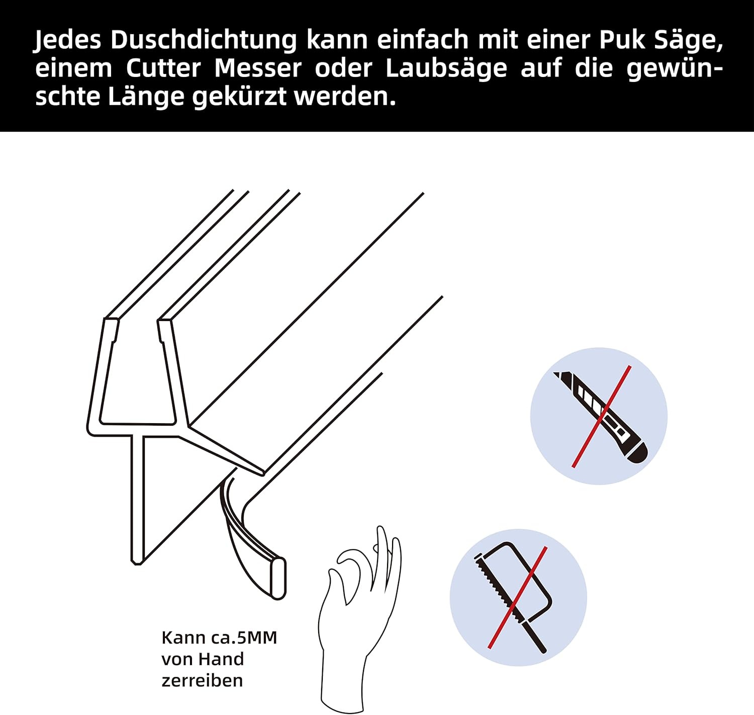 Doucheafdichting 2x70cm - 30% Korting! Voor 4/5/6mm Glas