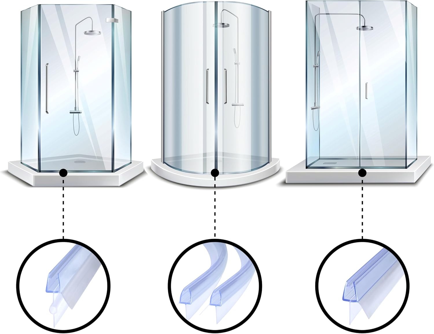 Doucheafdichting 2x70cm - 30% Korting! Voor 4/5/6mm Glas