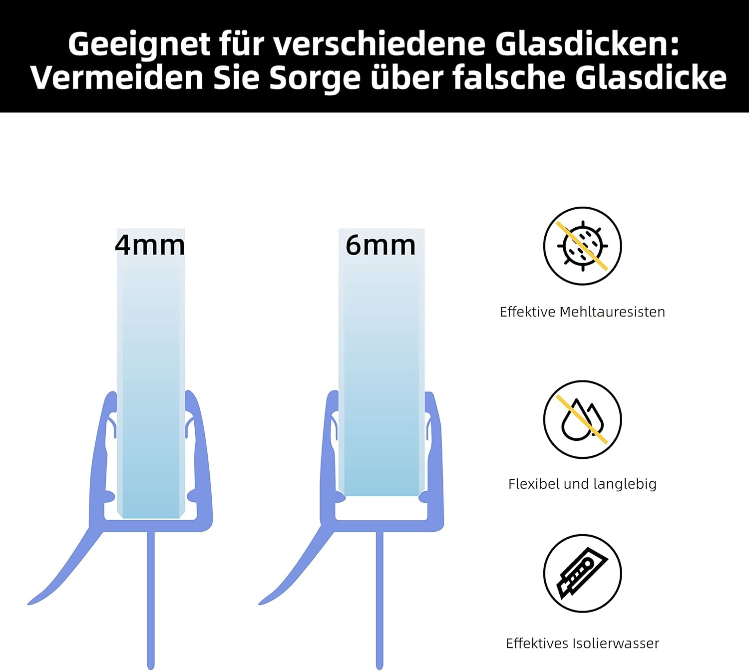 Doucheafdichting 2x70cm - 30% Korting! Voor 4/5/6mm Glas