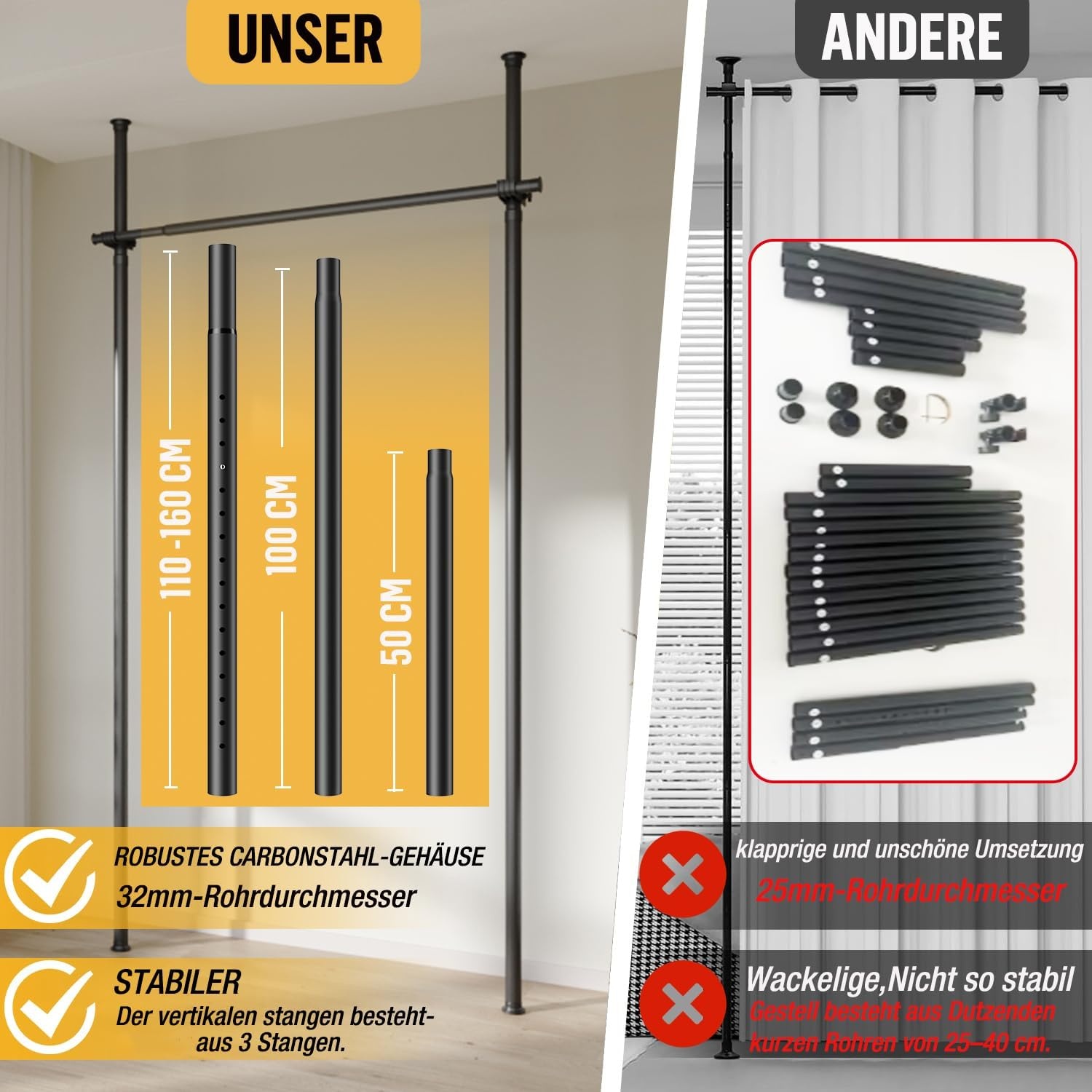 Ruimteverdeler Frame - Flexibel & Boorvrij - 180x300cm - Nu 30% Korting!