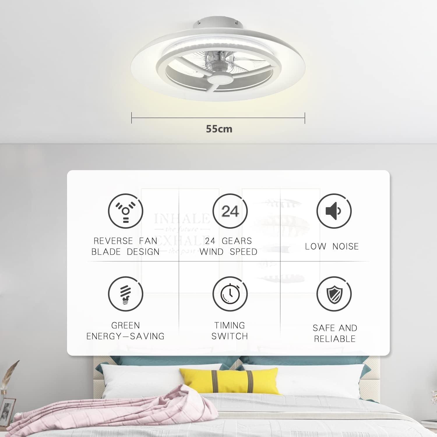 Smart LED Plafondlamp met Ventilator - 30% Korting - Instelbare Kleur & Ventilatie