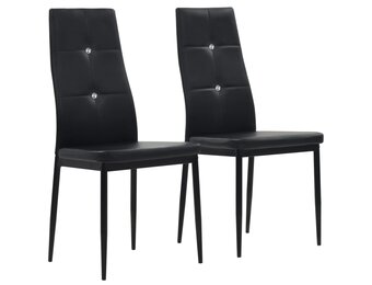 vidaXL Eetkamerstoelen Kunstleer Zwart (2 stuks) - 42% Korting!