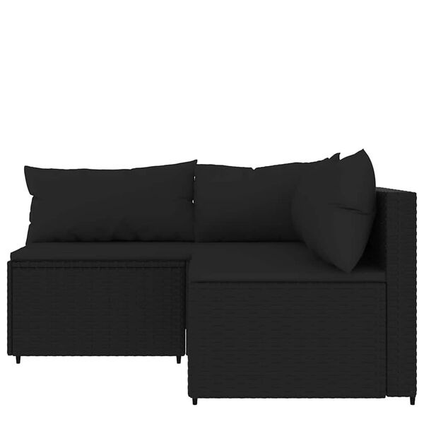 vidaXL 3-delige Loungeset Poly Rattan Zwart - 55% Korting