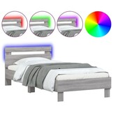 vidaXL Bedframe met LED - 35% Korting - Grijs Sonoma Eiken 90x200 cm