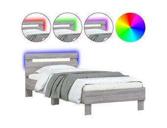 vidaXL Bedframe met LED - 35% Korting - Grijs Sonoma Eiken 90x200 cm