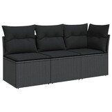 vidaXL Tuinbank 3-zits Poly Rattan Zwart - 55% Korting!