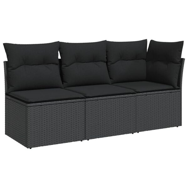 vidaXL Tuinbank 3-zits Poly Rattan Zwart - 55% Korting!