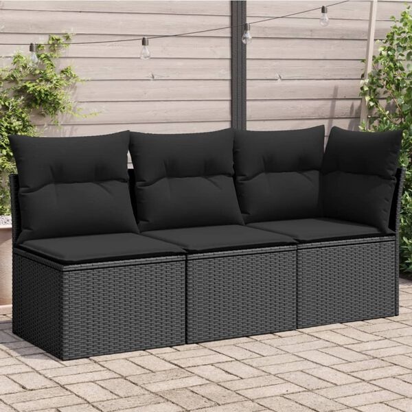 vidaXL Tuinbank 3-zits Poly Rattan Zwart - 55% Korting!