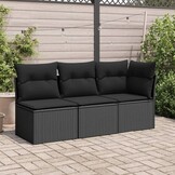 vidaXL Tuinbank 3-zits Poly Rattan Zwart - 55% Korting!