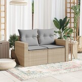 vidaXL Tuinbank Poly Rattan Beige - 50% Korting!