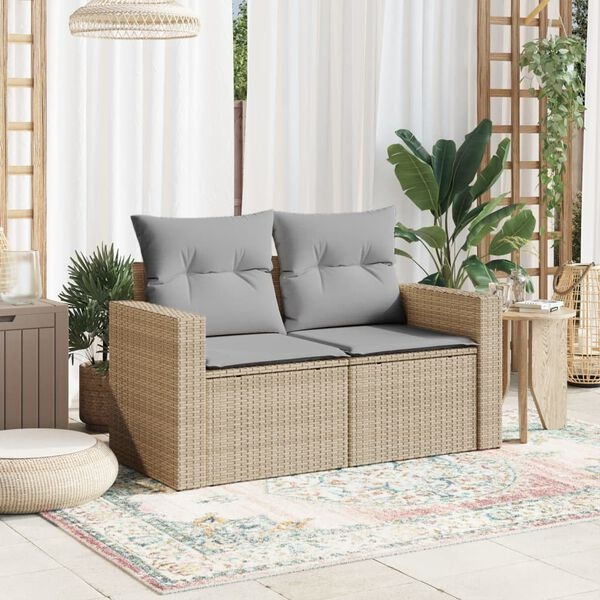 vidaXL Tuinbank Poly Rattan Beige - 50% Korting!