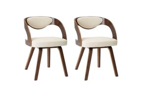 2x VidaXL Eetkamerstoelen: Crèmekleurig Kunstleer & Hout (35% Korting)