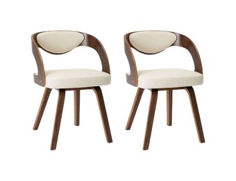 2x VidaXL Eetkamerstoelen: Crèmekleurig Kunstleer & Hout (35% Korting)