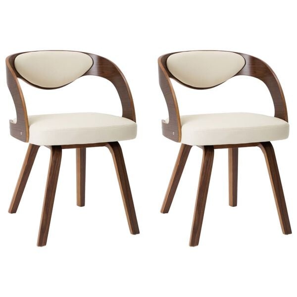 2x VidaXL Eetkamerstoelen: Crèmekleurig Kunstleer & Hout (35% Korting)