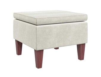 vidaXL Fluweel Crème Kruk met Houten Poten - 55% Korting!