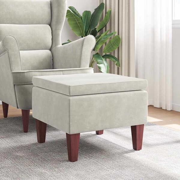 vidaXL Fluweel Crème Kruk met Houten Poten - 55% Korting!