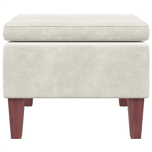 vidaXL Fluweel Crème Kruk met Houten Poten - 55% Korting!