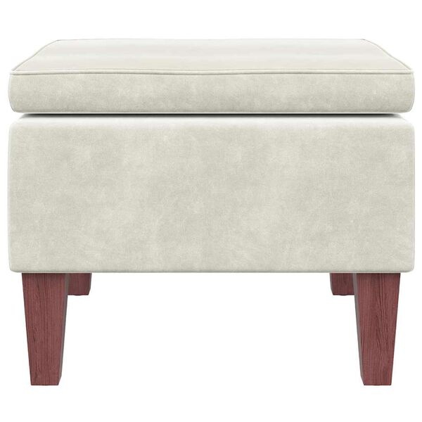 vidaXL Fluweel Crème Kruk met Houten Poten - 55% Korting!