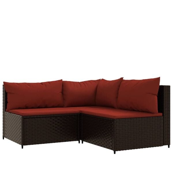 vidaXL Loungeset 3-delig Poly Rattan Bruin - Nu 30% Korting!