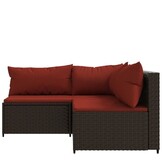 vidaXL Loungeset 3-delig Poly Rattan Bruin - Nu 30% Korting!