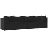 VidaXL 4-delige Loungeset Poly Rattan Zwart | 30% Korting