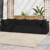 VidaXL 4-delige Loungeset Poly Rattan Zwart | 30% Korting