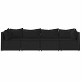 VidaXL 4-delige Loungeset Poly Rattan Zwart | 30% Korting