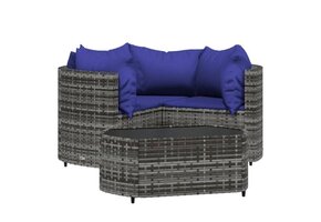 vidaXL Loungeset Poly Rattan Grijs - 30% Korting!