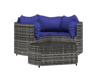 vidaXL Loungeset Poly Rattan Grijs - 30% Korting!