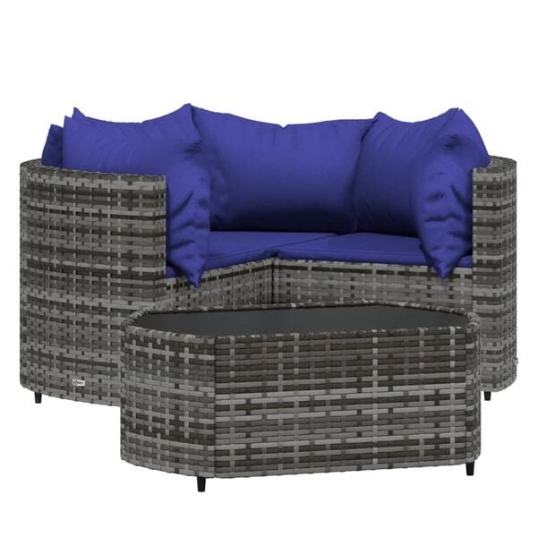 vidaXL Loungeset Poly Rattan Grijs - 30% Korting!