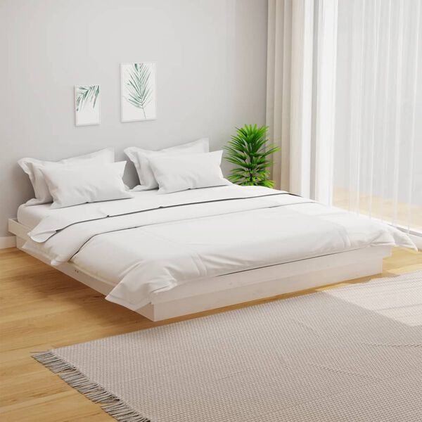 vidaXL Massief Houten Bedframe Wit 160x200 cm - 64% Korting