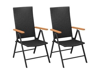 vidaXL Stapelbare Tuinstoelen Poly Rattan Zwart - 35% Korting!