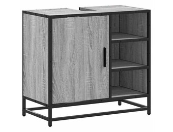 vidaXL Wastafelkast - 65x33x60 cm - Bewerkt Hout - Grijs Sonoma Eikenkleurig - 35% Korting