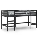 vidaXL Kinderhoogslaper Grenenhout Zwart 90x200cm | 55% Korting!